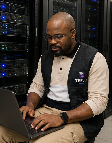 Emmanuel Corels actively configuring infrastructure in a modern server room